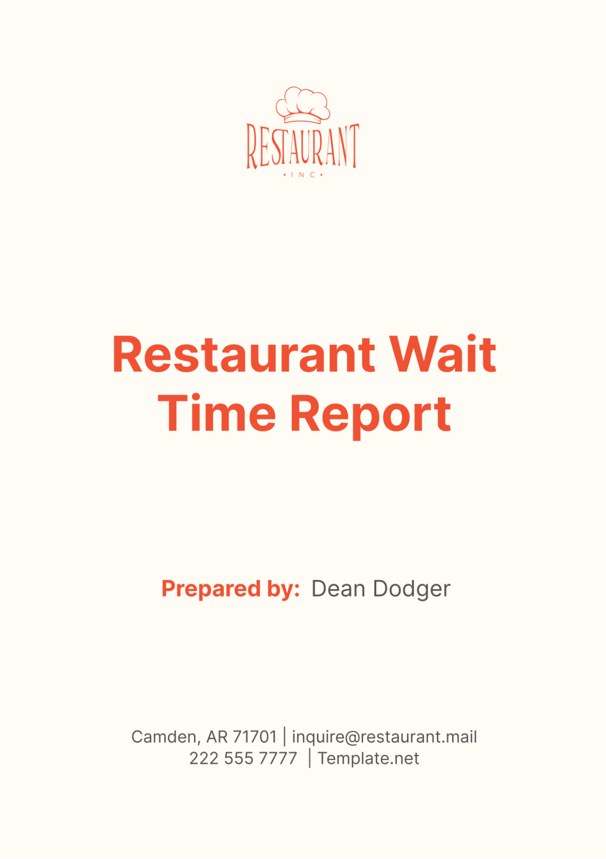 Restaurant Wait Time Report Templates - Edit Online & Download Example ...