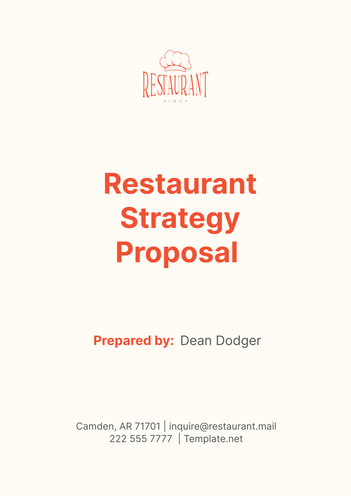 Restaurant Strategy Proposal Template