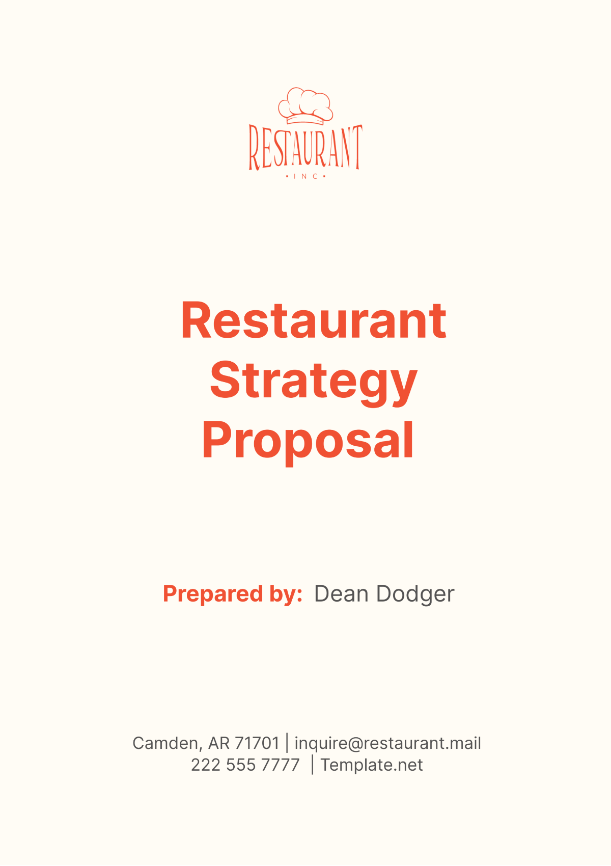 Restaurant Strategy Proposal Template - Edit Online & Download