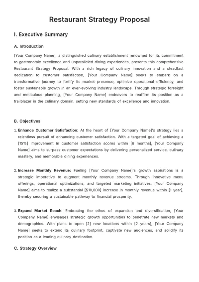 Free Restaurant Strategy Proposal Template to Edit Online