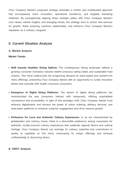 Free Restaurant Strategy Proposal Template to Edit Online
