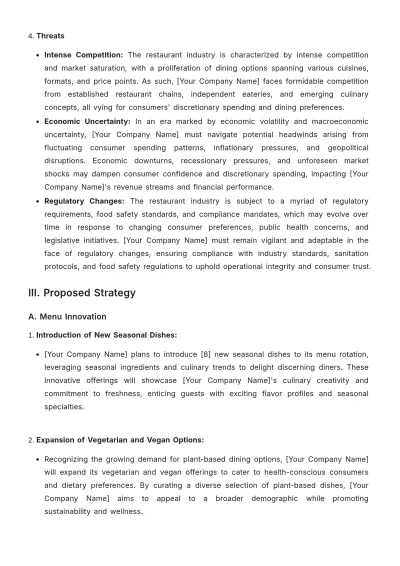 Free Restaurant Strategy Proposal Template to Edit Online