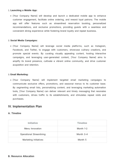 Free Restaurant Strategy Proposal Template to Edit Online