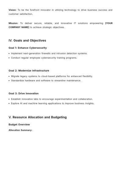 Free 3 Year IT Strategic Plan Template to Edit Online