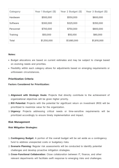 Free 3 Year IT Strategic Plan Template to Edit Online