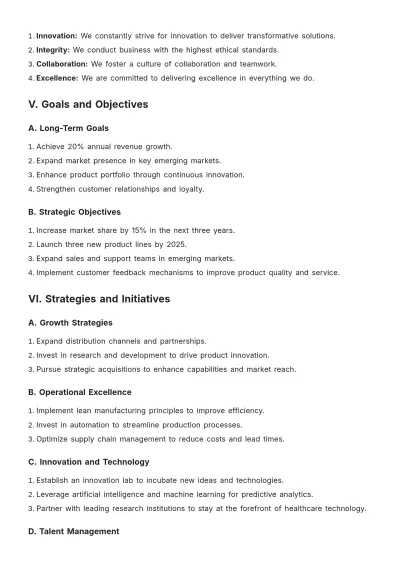 Free 3-5 Year Strategic Plan Template to Edit Online