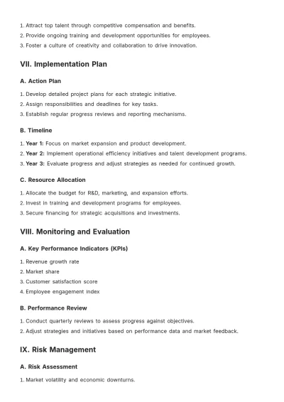 Free 3-5 Year Strategic Plan Template to Edit Online