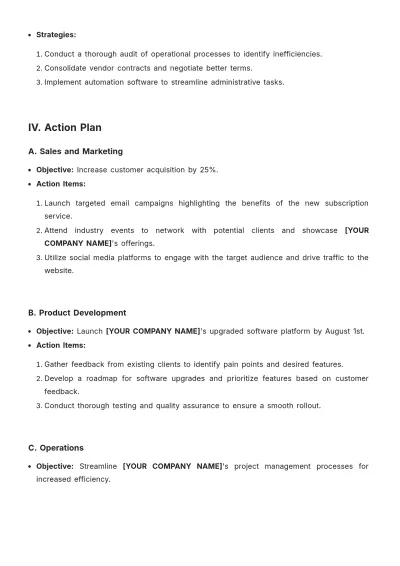 Free 90 Day Strategic Plan Template to Edit Online