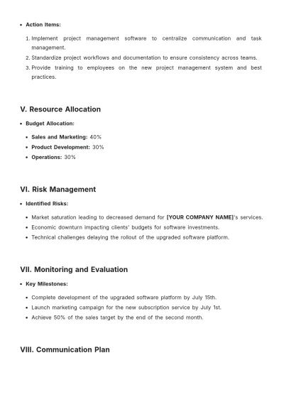 Free 90 Day Strategic Plan Template to Edit Online