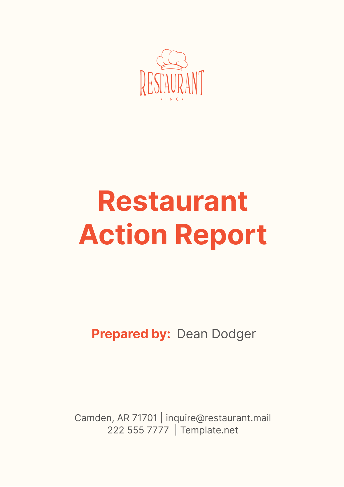 Restaurant Action Report Template - Edit Online & Download