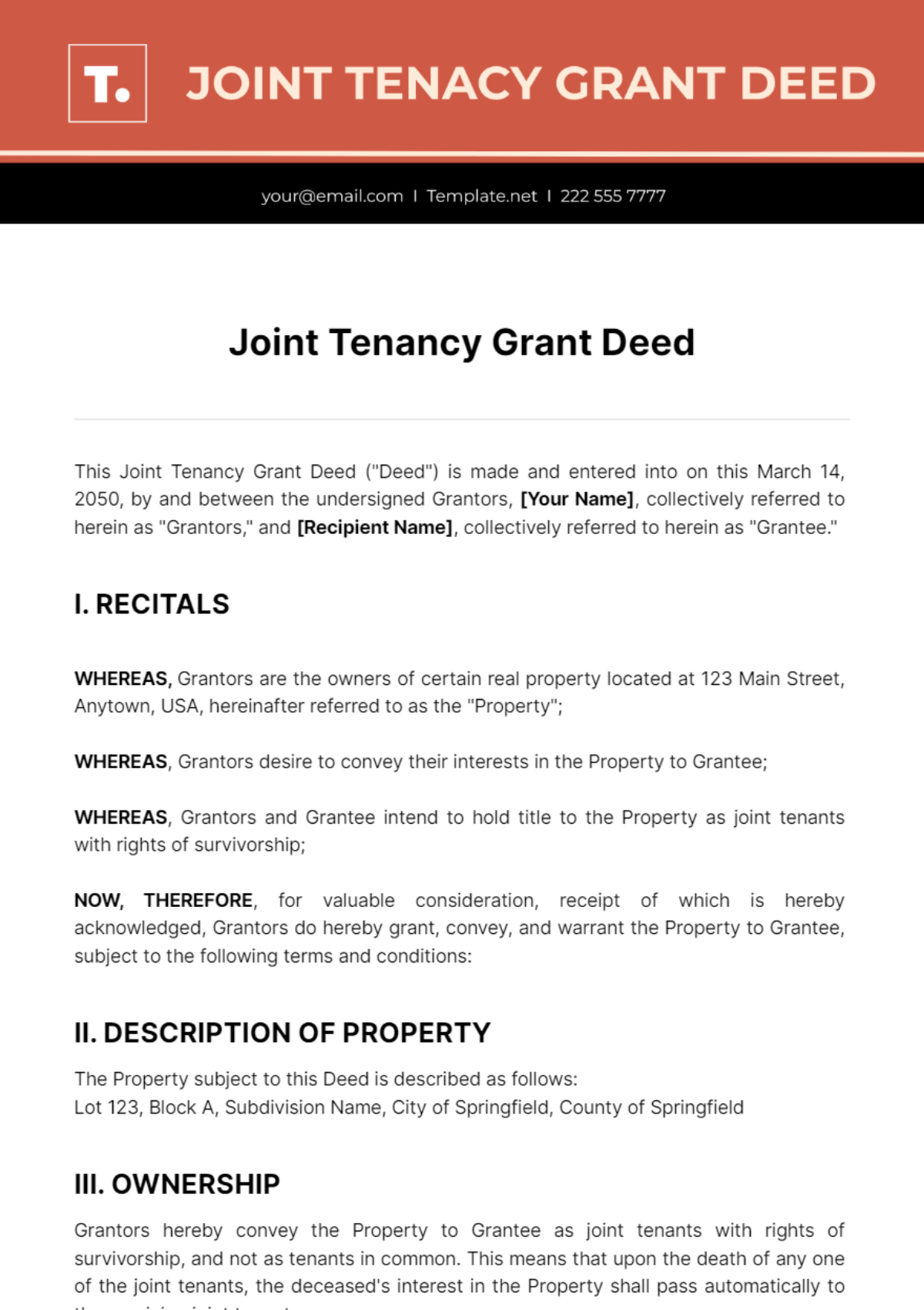 Joint Tenancy Grant Deed Template - Edit Online & Download