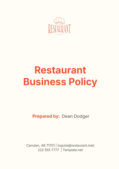 Free Restaurant Business Policy Template to Edit Online