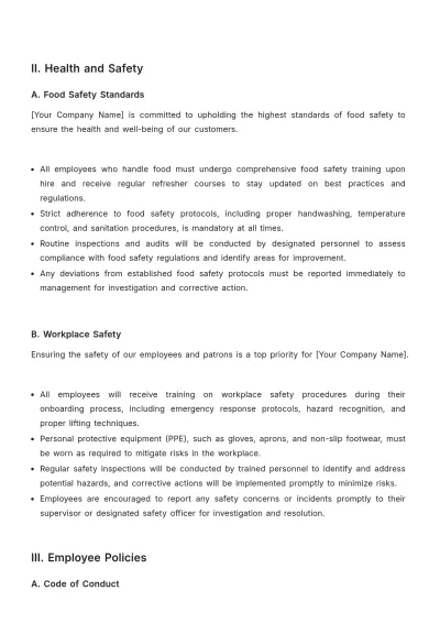 Free Restaurant Business Policy Template to Edit Online