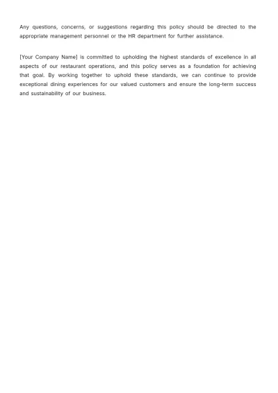 Free Restaurant Business Policy Template to Edit Online
