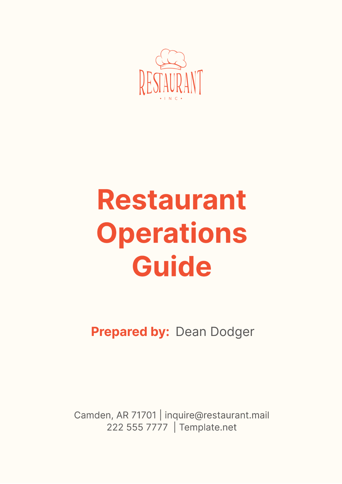 Free Restaurant Operations Guide Template