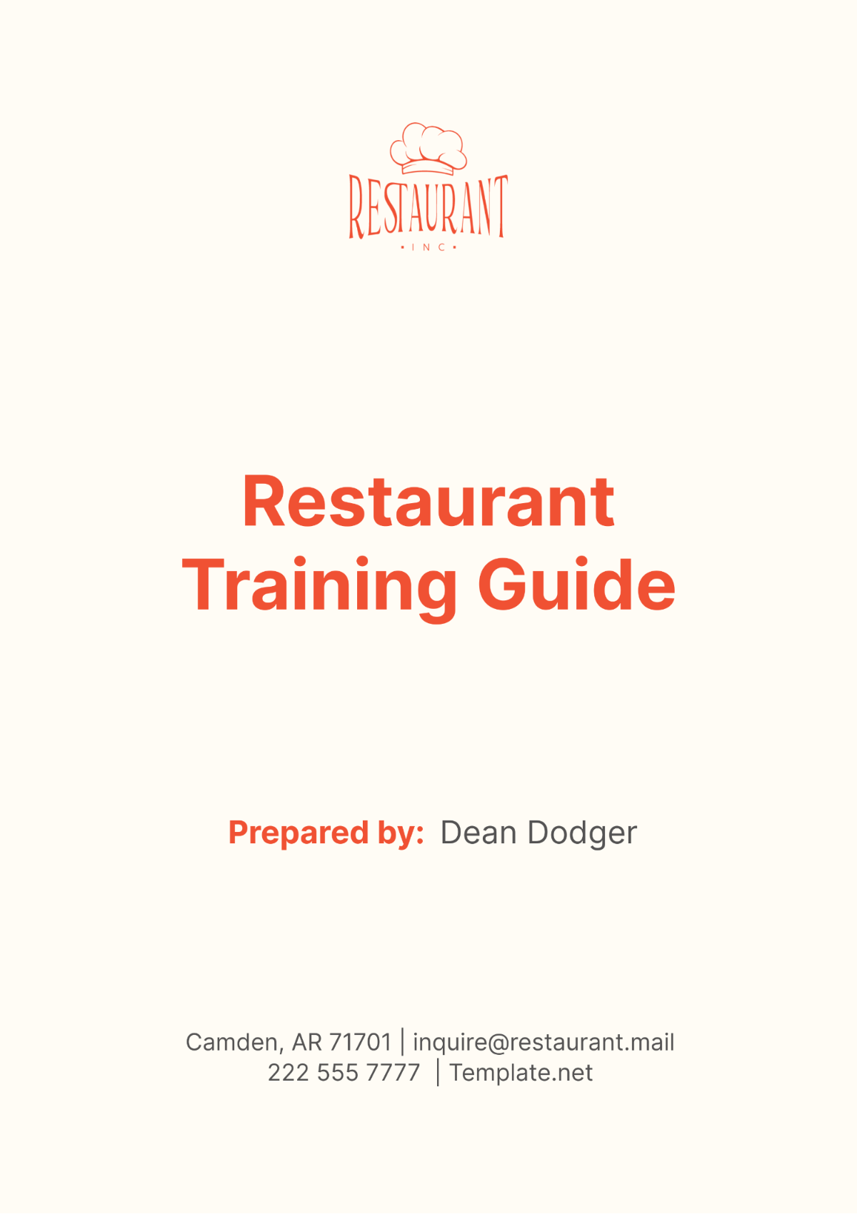 Restaurant Training Guide Template - Edit Online & Download