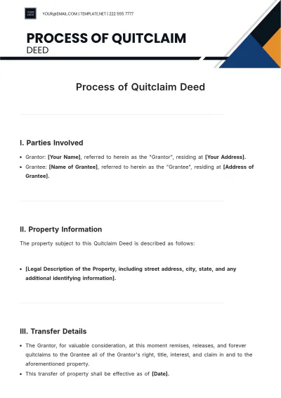 Free Process of Quitclaim Deed Template to Edit Online