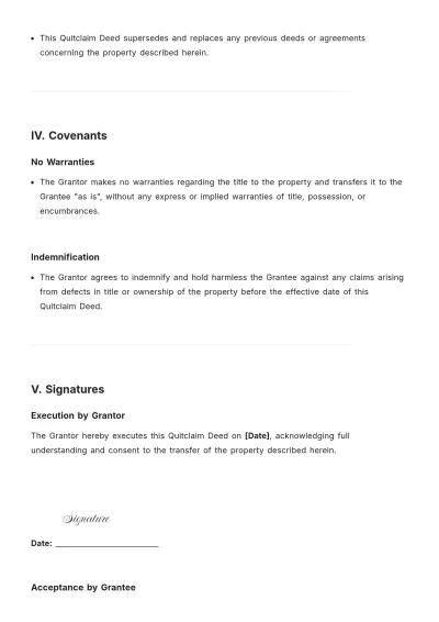 Free Process of Quitclaim Deed Template to Edit Online