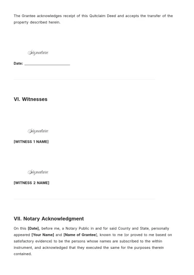 Free Process of Quitclaim Deed Template to Edit Online