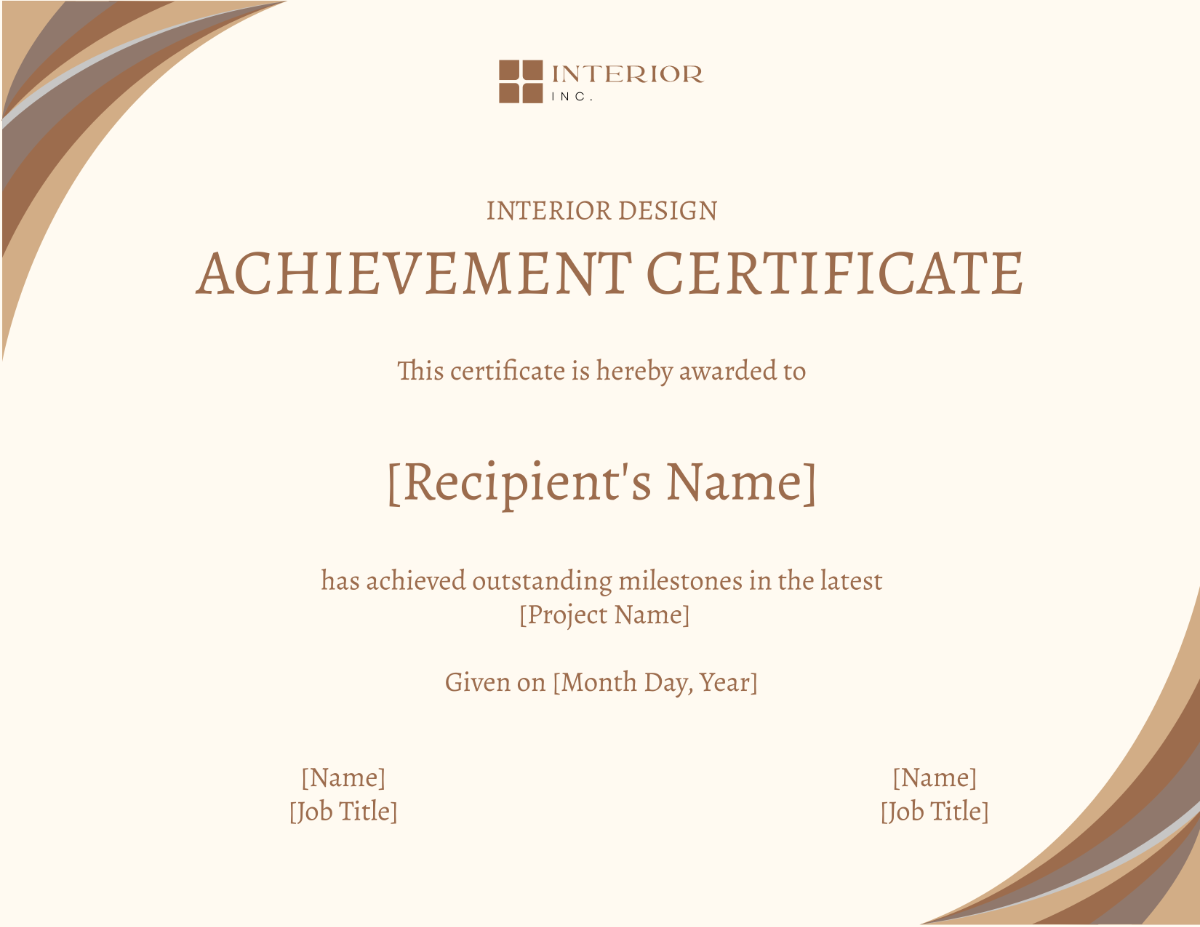 Interior Design Achievement Certificate