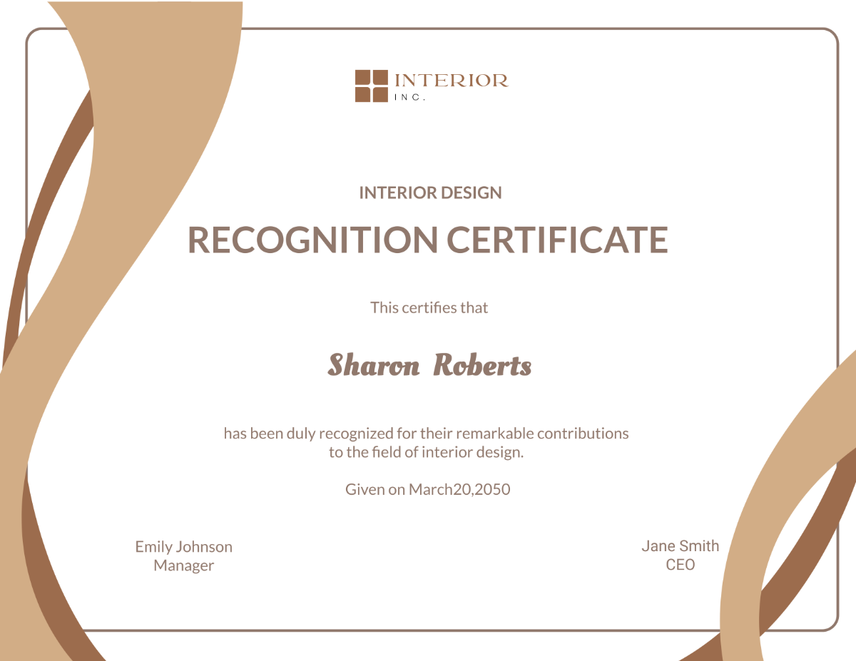 Interior Design Recognition Certificate