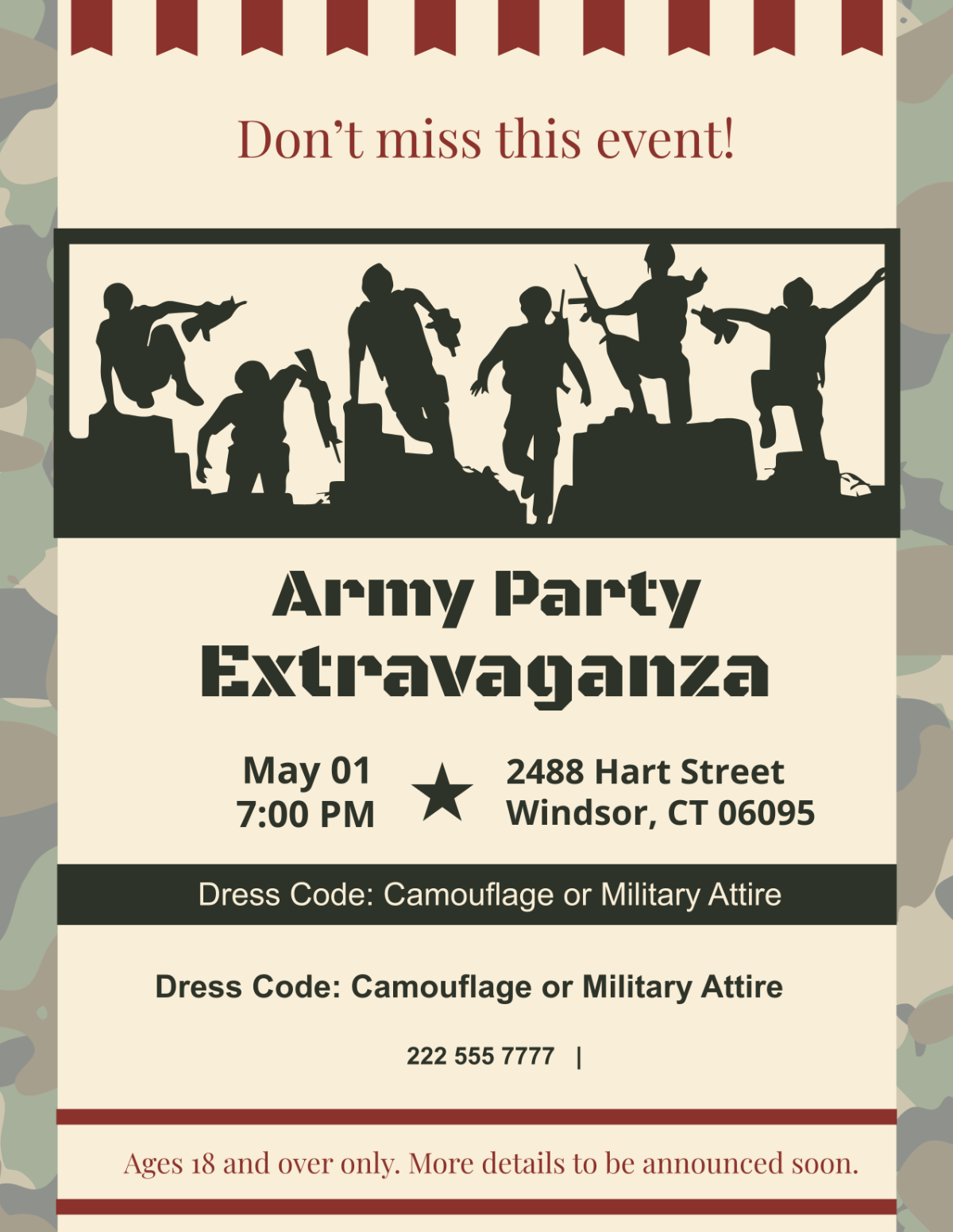 Army Party Flyer Template - Edit Online & Download