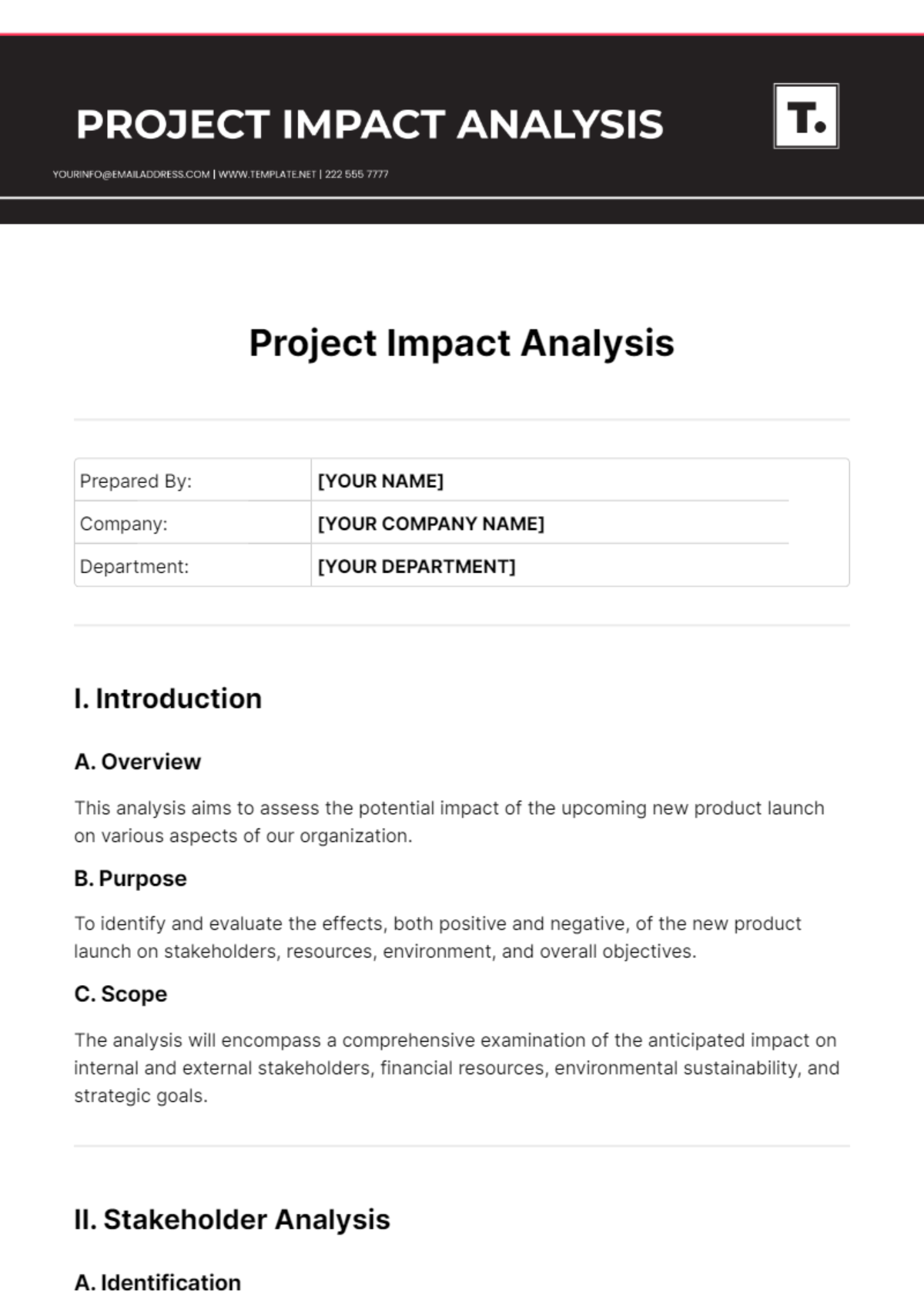 Project Impact Analysis Template