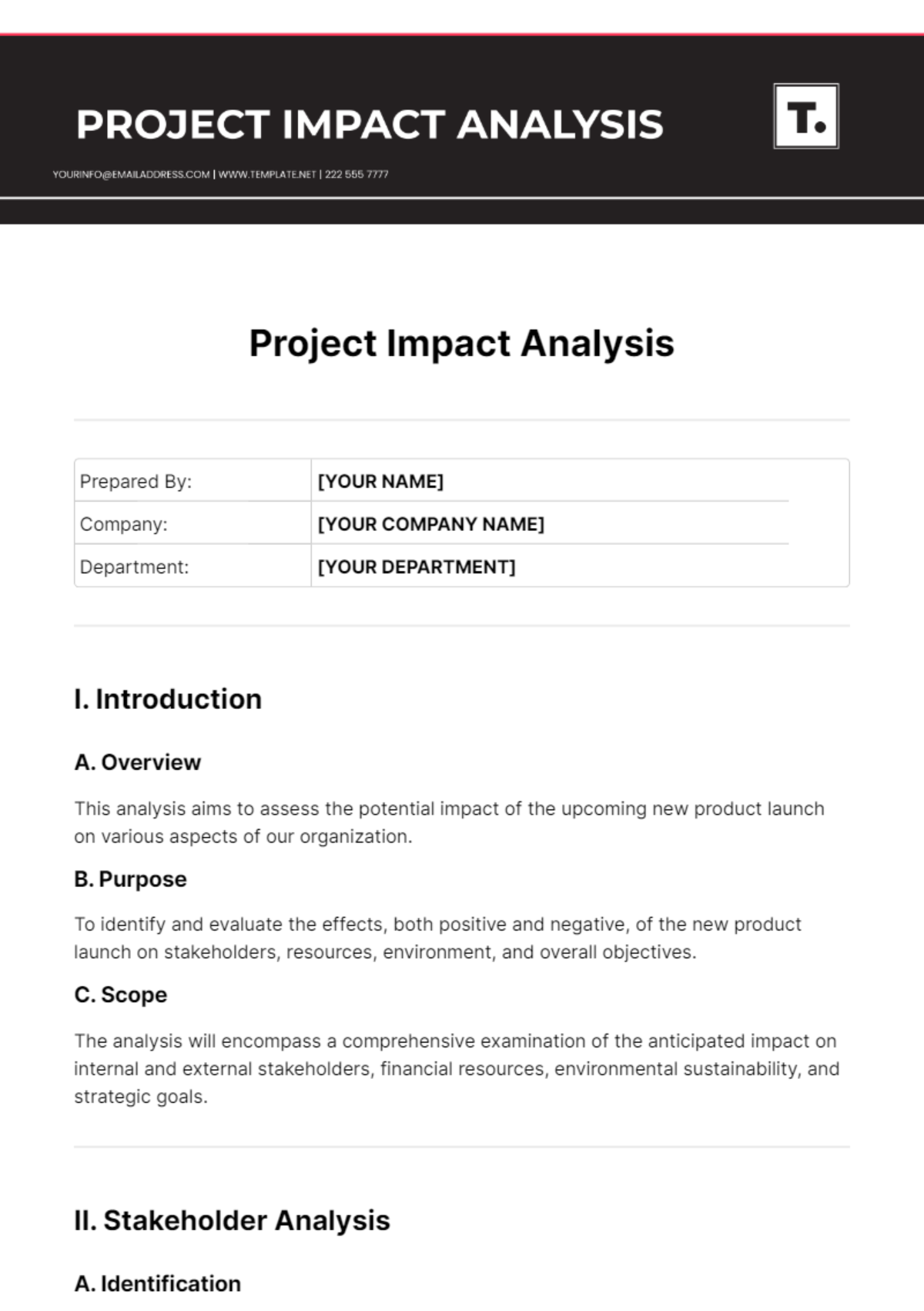 Project Impact Analysis Template - Edit Online & Download