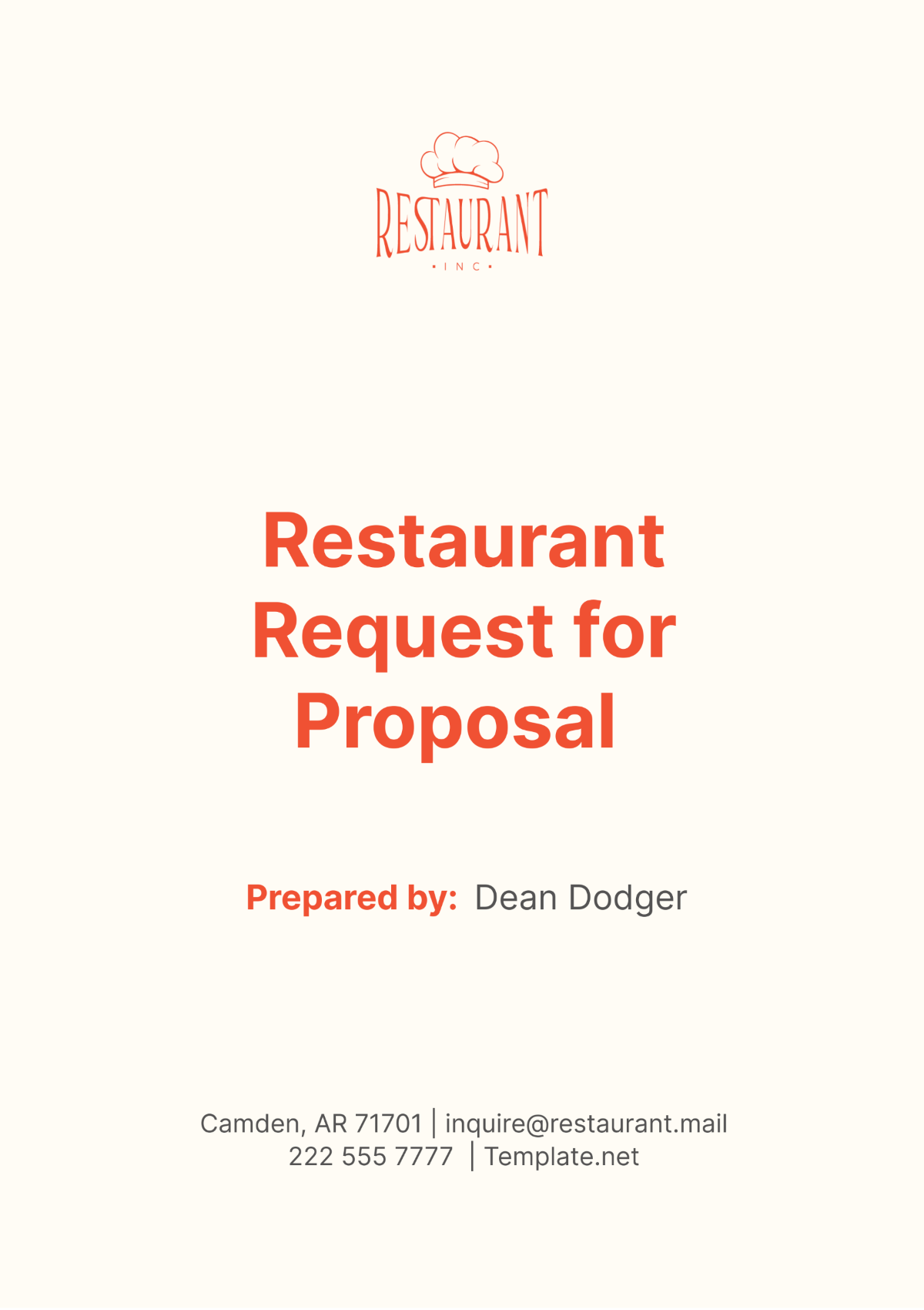 Restaurant Request for Proposal Template