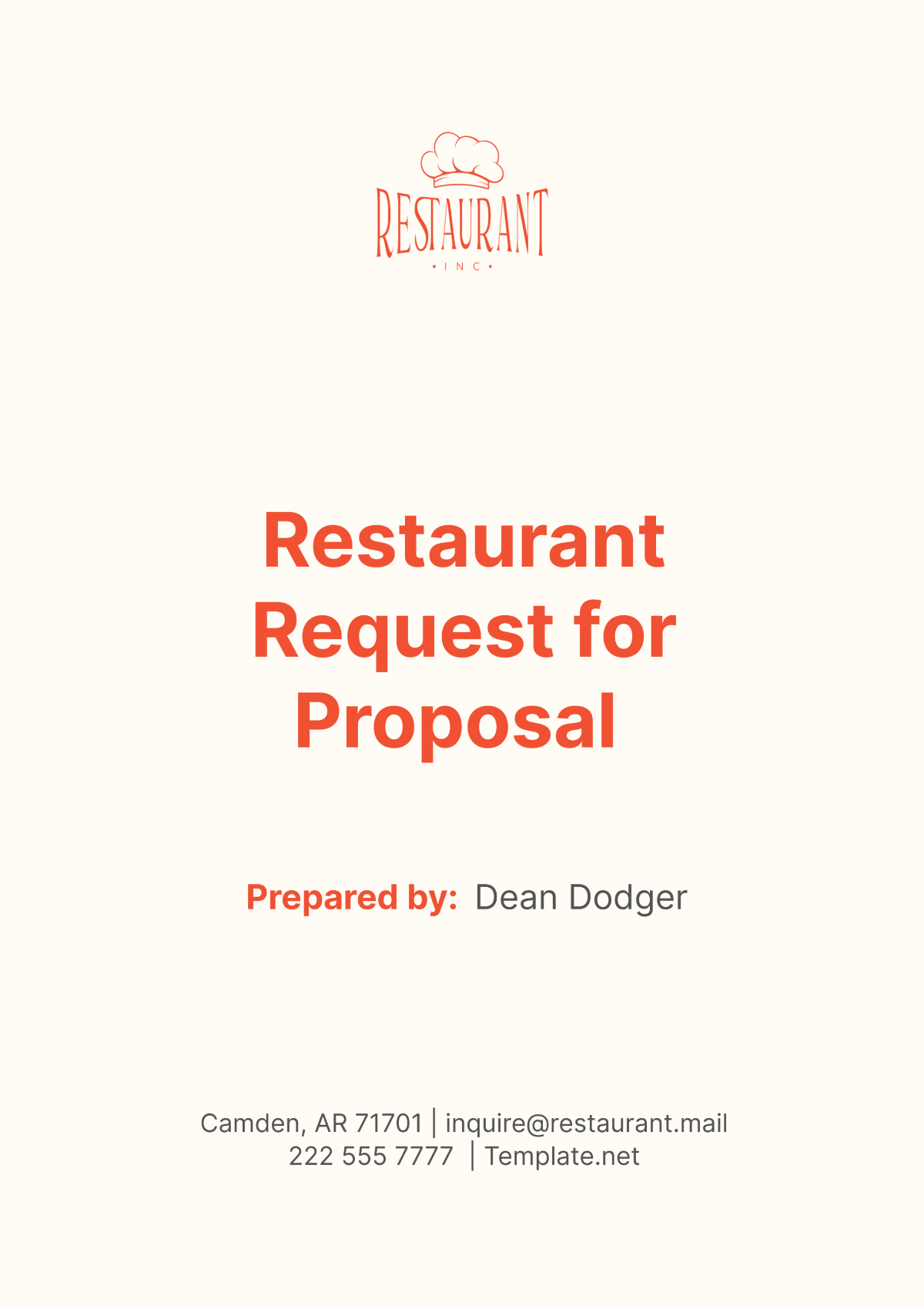 Restaurant Request for Proposal Template - Edit Online & Download