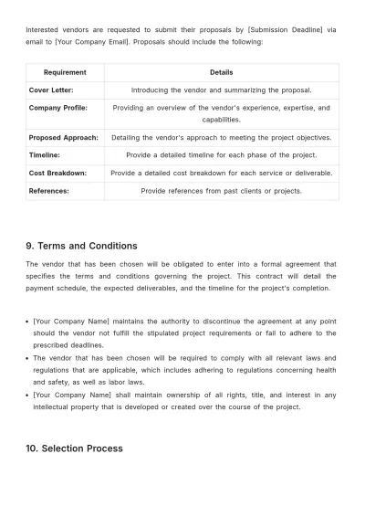 Free Restaurant Request for Proposal Template to Edit Online