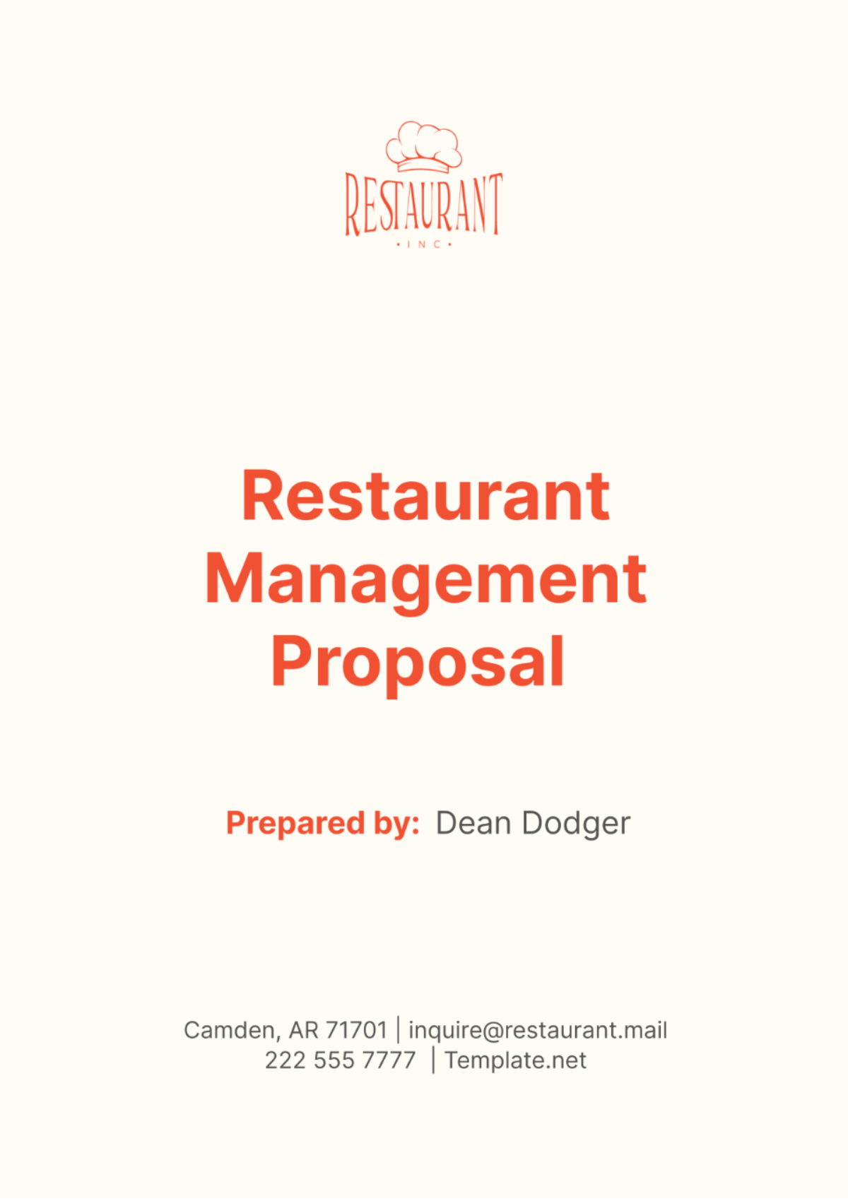 Restaurant Management Proposal Template - Edit Online & Download