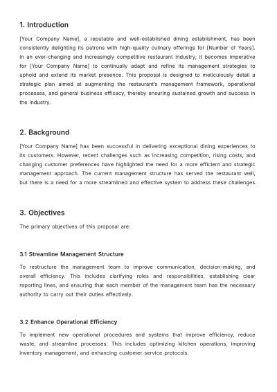 Free Restaurant Management Proposal Template to Edit Online