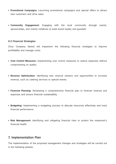 Free Restaurant Management Proposal Template to Edit Online