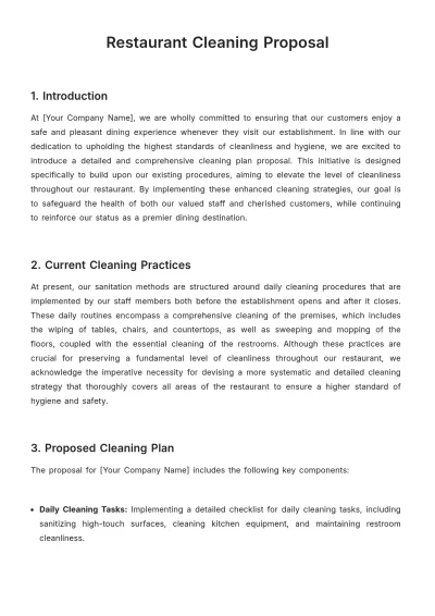 Free Restaurant Cleaning Proposal Template to Edit Online