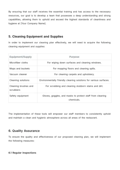 Free Restaurant Cleaning Proposal Template to Edit Online