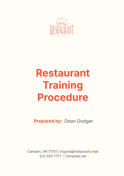 Free Restaurant Training Procedure Template to Edit Online