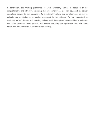Free Restaurant Training Procedure Template to Edit Online