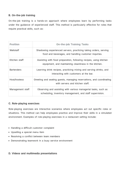 Free Restaurant Training Procedure Template to Edit Online