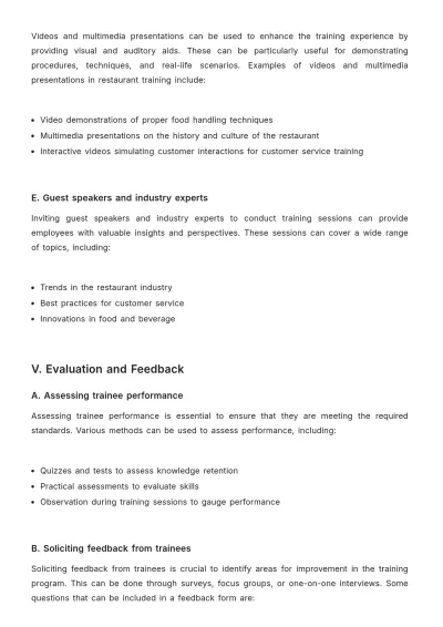 Free Restaurant Training Procedure Template to Edit Online