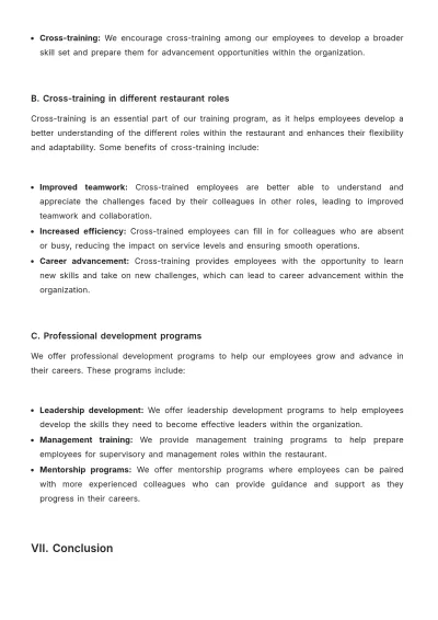 Free Restaurant Training Procedure Template to Edit Online