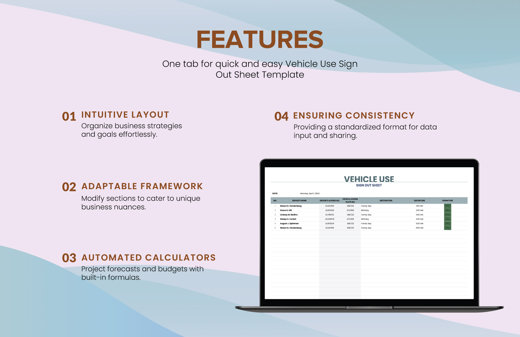 Vehicle Use Sign Out Sheet Template in Excel, Google Sheets - Download ...