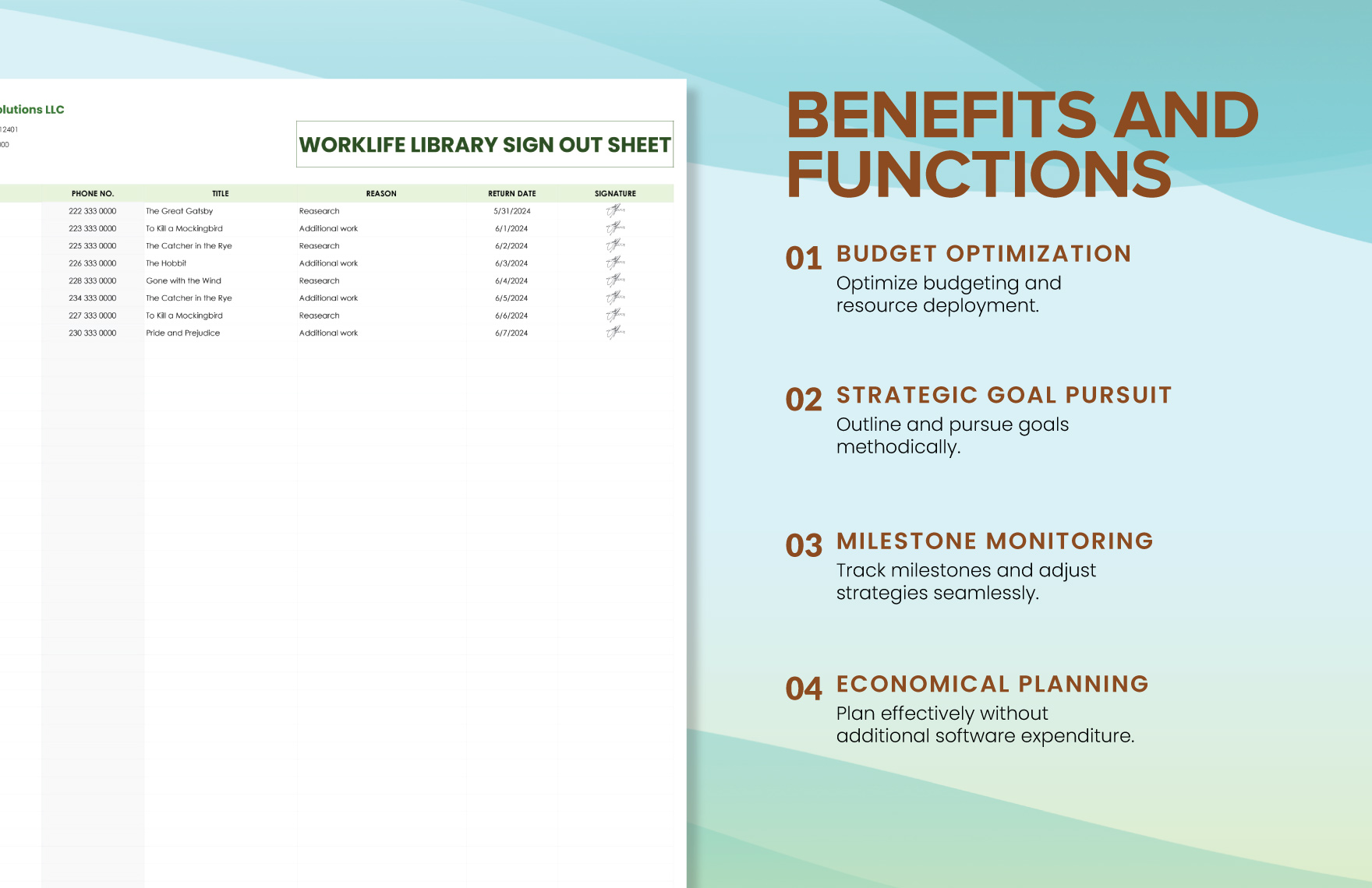 Worklife Library Sign Out Sheet Template