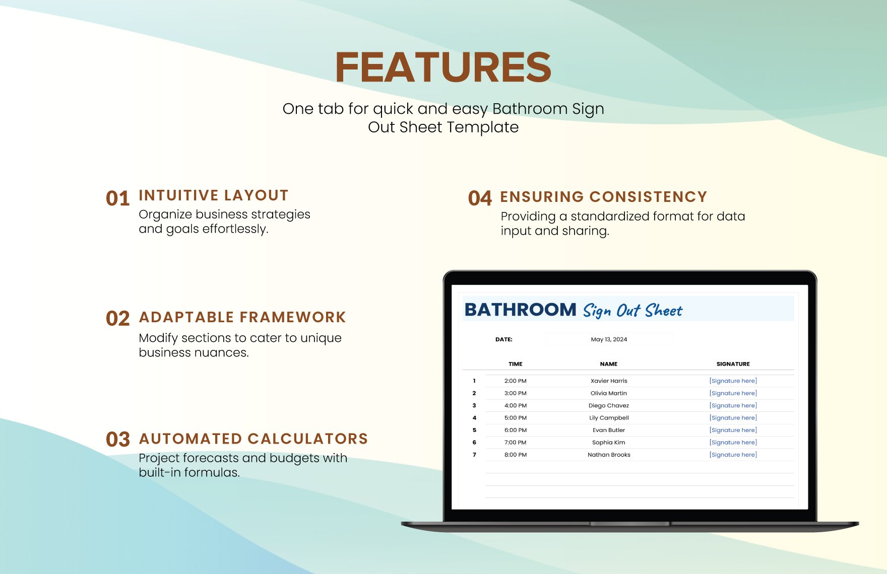 Bathroom Sign Out Sheet Template