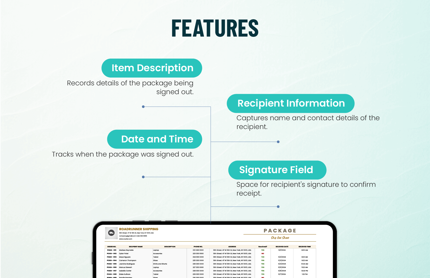 Package Sign Out Sheet Template