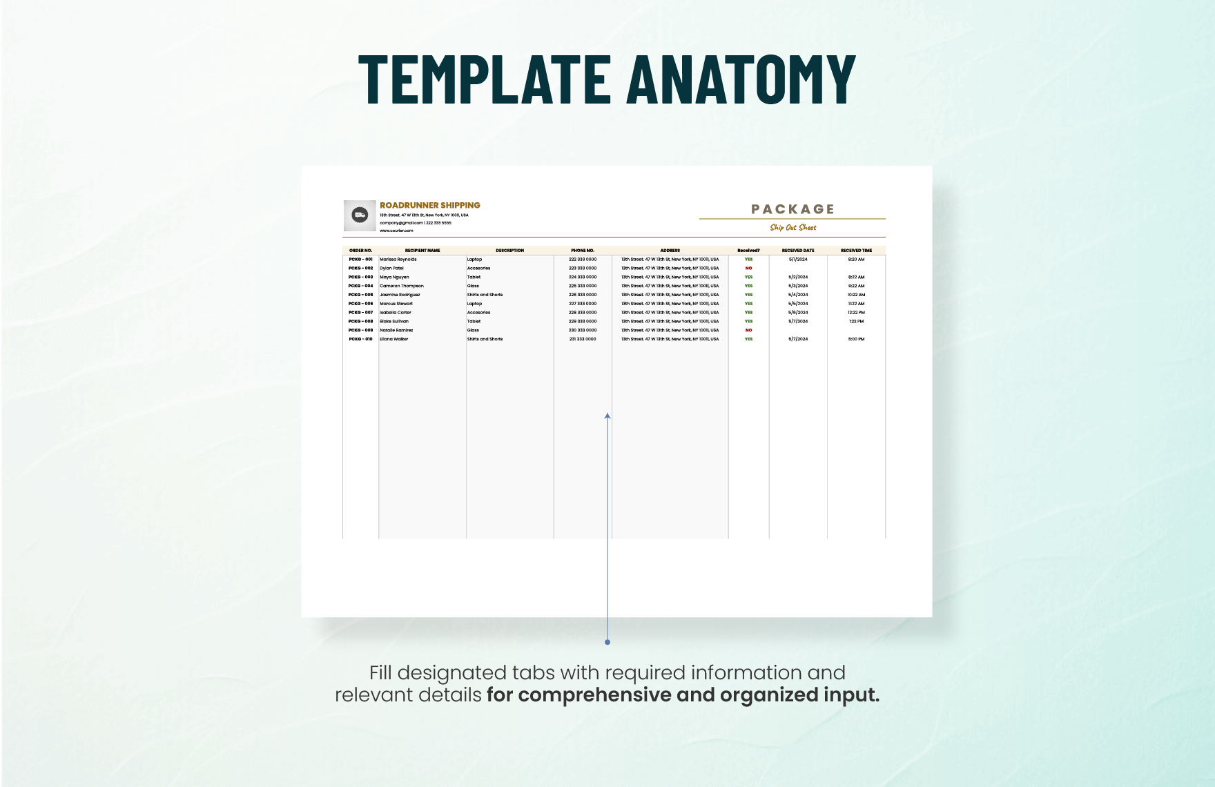 Package Sign Out Sheet Template
