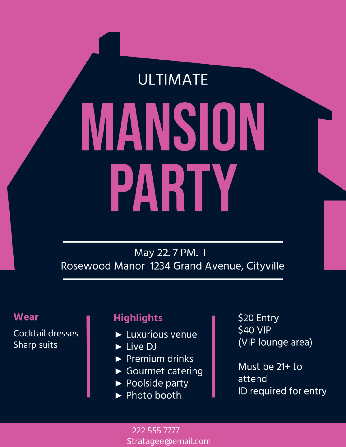 Mansion Party Flyer Template - Edit Online & Download