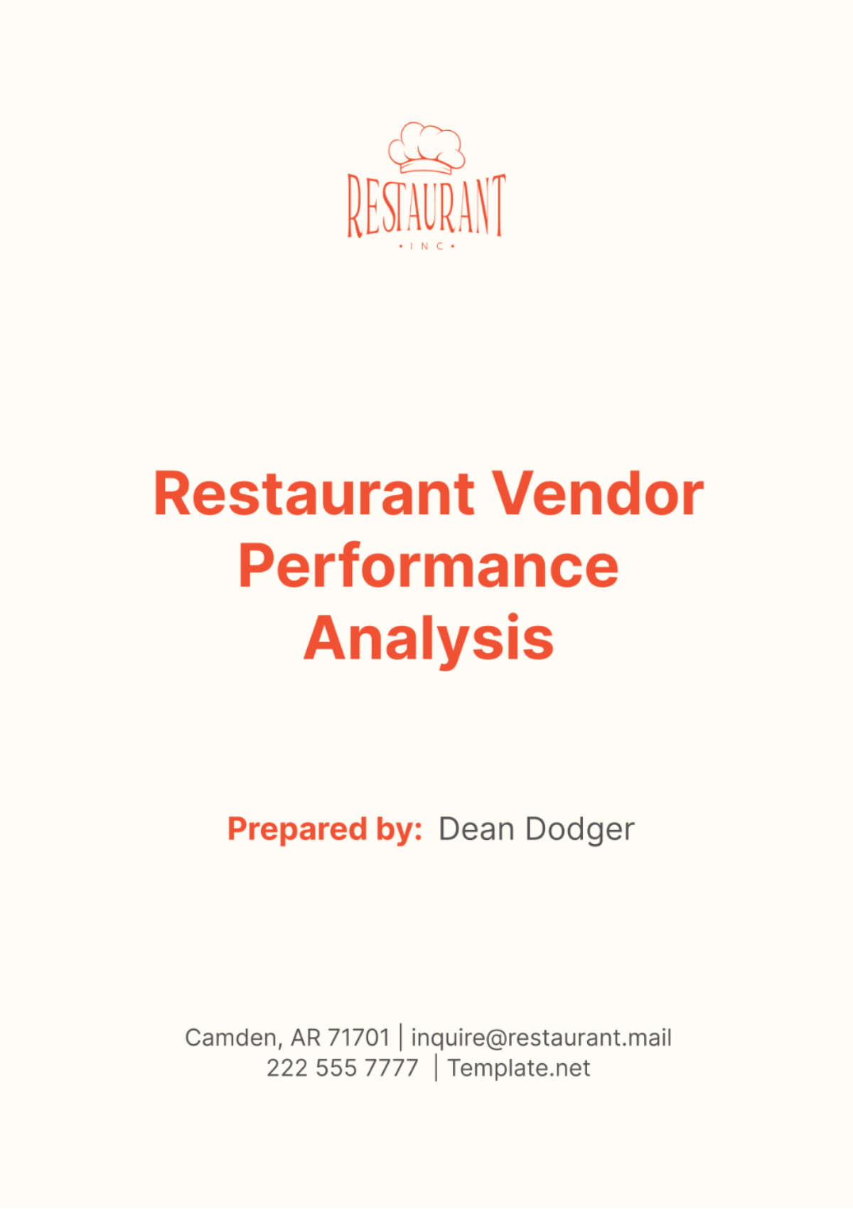 Restaurant Vendor Performance Analysis Template - Edit Online & Download