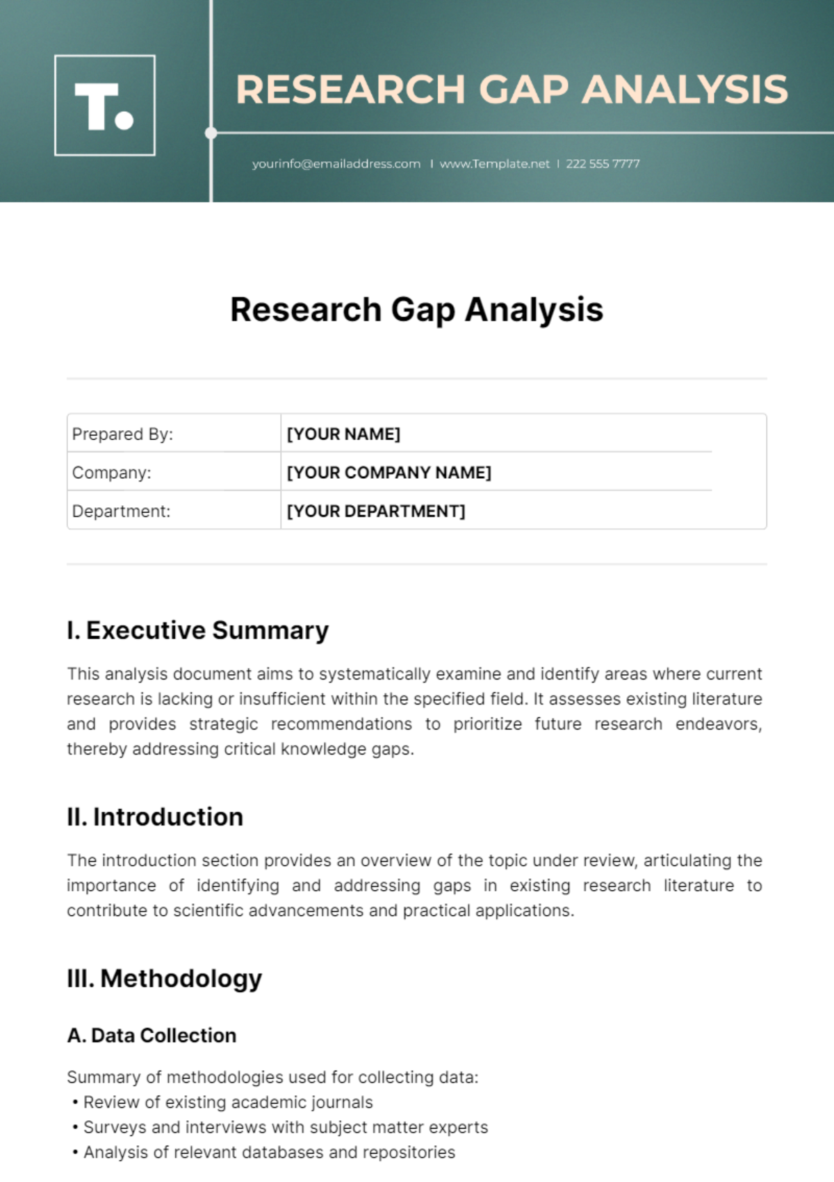 Research Gap Analysis Template - Edit Online & Download