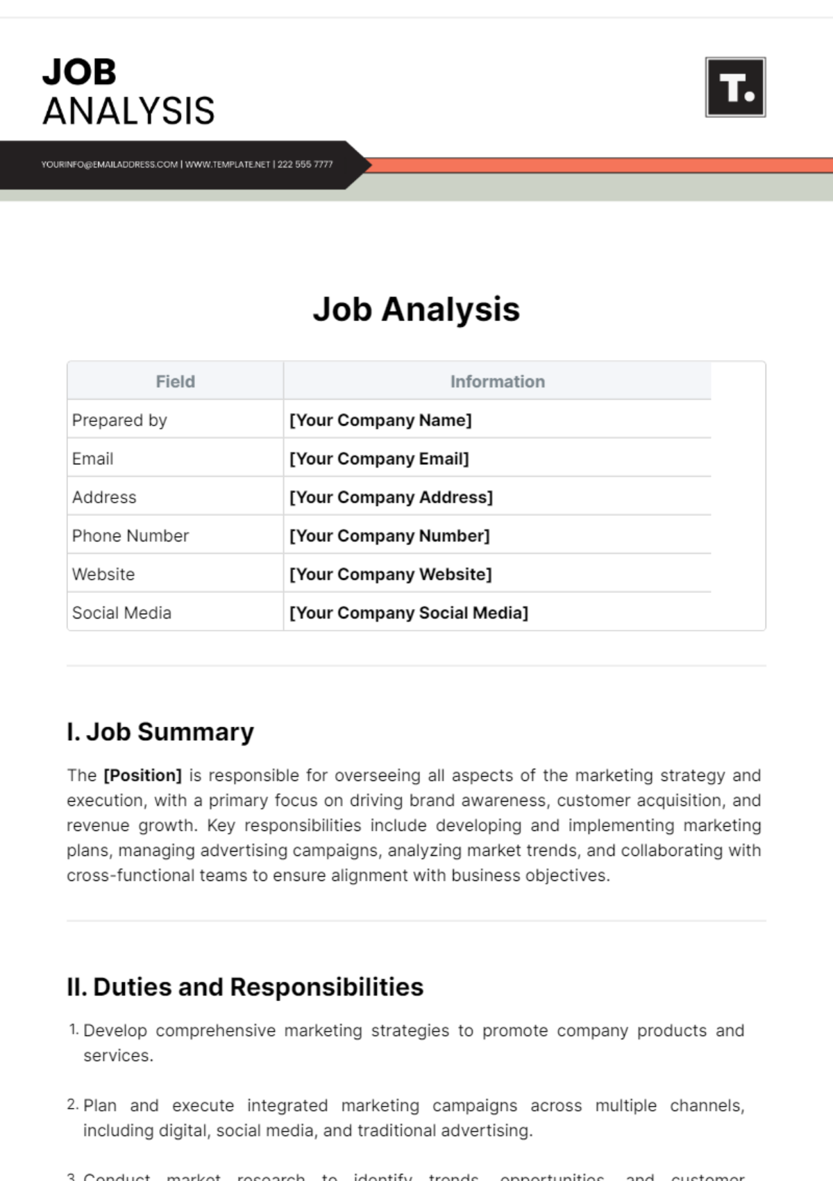 Job Analysis Template